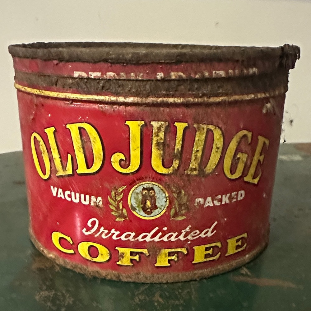 Vintage Red Old Judge Coffee Tin